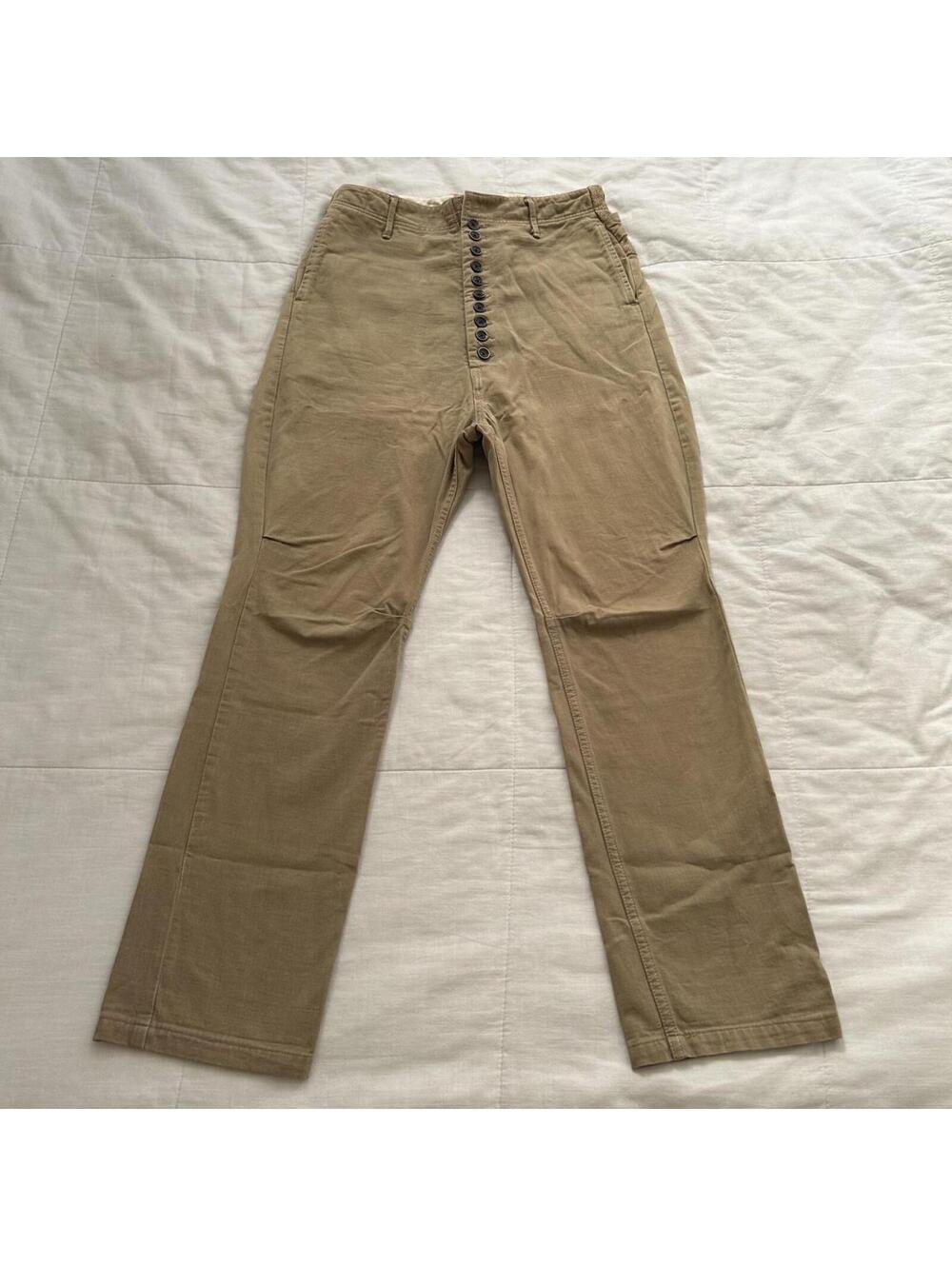 Kapital Khaki Button Fly Straight Leg Pants Japanese Workwear From Japan